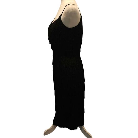 Vintage 1950s black Fringe Flapper style dress - Picture 6 of 11